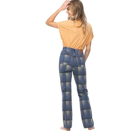 Judy Blue Vintage Plaid Straight Leg Jeans - Picture 7 of 12